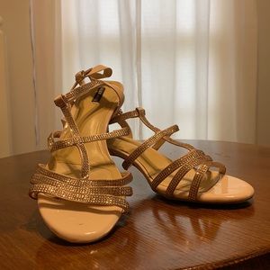 Alex Marie Blush Jeweled Kitten Heels